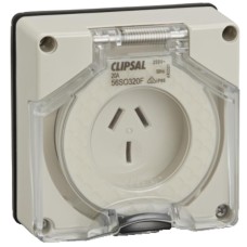 Clipsal - 56 Serie Socket Outlet Surface 3 PIN Flat 20A, Grey Clipsal - 56 Serie Socket Outlet Surface 3 PIN Flat 20A, Grey