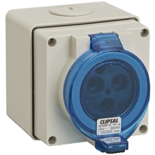 Clipsal - 56 Series Socket Outlet Surface 3 PIN Round 32A, Grey Clipsal - 56 Series Socket Outlet Surface 3 PIN Round 32A, Grey