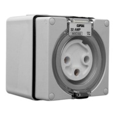 Clipsal - 56 Series Surface Socket IP66, 250V 32A - 3 Round Pins, Grey Clipsal - 56 Series Surface Socket IP66, 250V 32A - 3 Round Pins, Grey
