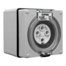 Clipsal - 56 Series Surface Socket IP66, 500V 10A - 4 Round Pins, Grey Clipsal - 56 Series Surface Socket IP66, 500V 10A - 4 Round Pins, Grey