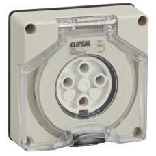 Clipsal - 56 Series Socket Outlet Surface 4P Round 10A Less Enclosure, Grey Clipsal - 56 Series Socket Outlet Surface 4P Round 10A Less Enclosure, Grey