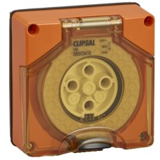 Clipsal - 56 Series Socket Outlet Surface 4P Round 10A Less Enclosure, Resistant Orange Clipsal - 56 Series Socket Outlet Surface 4P Round 10A Less Enclosure, Resistant Orange