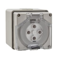 Clipsal - 56 Series Surface Socket IP66, 500V 32A - 4 Round Pins, Grey Clipsal - 56 Series Surface Socket IP66, 500V 32A - 4 Round Pins, Grey