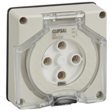 Clipsal - 56 Series Socket Outlet Surface 4 PIN Round 32A Less Enclosure, Grey Clipsal - 56 Series Socket Outlet Surface 4 PIN Round 32A Less Enclosure, Grey
