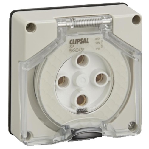 Clipsal - 56 Series Socket Outlet Surface 4 PIN Round 32A Less Enclosure, Grey Clipsal - 56 Series Socket Outlet Surface 4 PIN Round 32A Less Enclosure, Grey