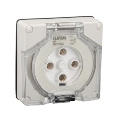 Clipsal - 56 Series Socket Outlet Surface 4 PIN Round 40A Less Enclosure, Grey Clipsal - 56 Series Socket Outlet Surface 4 PIN Round 40A Less Enclosure, Grey