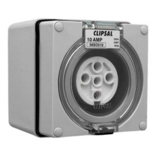 Clipsal - 56 Series Surface Socket IP66, 500V 10A - 5 Round Pins, Grey Clipsal - 56 Series Surface Socket IP66, 500V 10A - 5 Round Pins, Grey