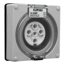 Clipsal - 56 Series Socket Outlet Surface 5 PIN Round 10A Less Enclosure, Grey Clipsal - 56 Series Socket Outlet Surface 5 PIN Round 10A Less Enclosure, Grey