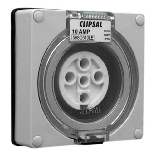 Clipsal - 56 Series Socket Outlet Surface 5 PIN Round 10A Less Enclosure, Grey Clipsal - 56 Series Socket Outlet Surface 5 PIN Round 10A Less Enclosure, Grey