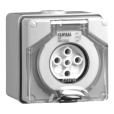Clipsal - 56 Series Surface Socket IP66, 500V 20A - 5 Round Pins, Grey Clipsal - 56 Series Surface Socket IP66, 500V 20A - 5 Round Pins, Grey