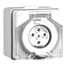 Clipsal - 56 Series Surface Socket IP66, 500V 20A - 5 Round Pins, Resistant White Electric Clipsal - 56 Series Surface Socket IP66, 500V 20A - 5 Round Pins, Resistant White Electric