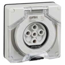 Clipsal - 56 Series Socket Outlet Surface 5 PIN Round 20A Less Enclosure, Grey Clipsal - 56 Series Socket Outlet Surface 5 PIN Round 20A Less Enclosure, Grey
