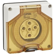 Clipsal - 56 Series Socket Outlet Surface 5 PIN Round 20A Less Enclosure, Resistant White Electric Clipsal - 56 Series Socket Outlet Surface 5 PIN Round 20A Less Enclosure, Resistant White Electric