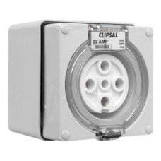 Clipsal - 56 Series Surface Socket IP66, 500V 32A - 5 Round Pins, Grey Clipsal - 56 Series Surface Socket IP66, 500V 32A - 5 Round Pins, Grey