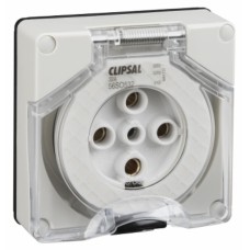 Clipsal - 56 Series Socket Outlet Surface 5 PIN Round 32A Less Enclosure, Grey Clipsal - 56 Series Socket Outlet Surface 5 PIN Round 32A Less Enclosure, Grey