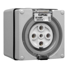 Clipsal - 56 Series Surface Socket IP66, 500V 40A - 5 Round Pins, Grey Clipsal - 56 Series Surface Socket IP66, 500V 40A - 5 Round Pins, Grey