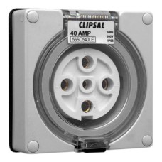 Clipsal - 56 Series Socket Outlet Surface 5 PIN Round 40A Less Enclosure, Grey Clipsal - 56 Series Socket Outlet Surface 5 PIN Round 40A Less Enclosure, Grey