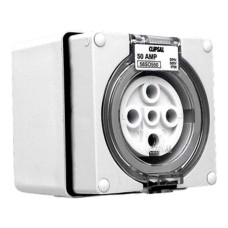 Clipsal - 56 Series Surface Socket IP66, 500V 50A - 5 Round Pins, Grey Clipsal - 56 Series Surface Socket IP66, 500V 50A - 5 Round Pins, Grey