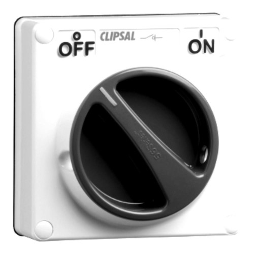 Clipsal - 56 Series Surface Switch IP66 1 Gang 3 Pole 10A Less Enclosure Resistant White Clipsal - 56 Series Surface Switch IP66 1 Gang 3 Pole 10A Less Enclosure Resistant White