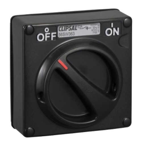 Clipsal - 56 Series Surface Switch IP66 1 Gang 3 Pole 63A Less Enclosure Woolworths Grey Clipsal - 56 Series Surface Switch IP66 1 Gang 3 Pole 63A Less Enclosure Woolworths Grey