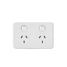Bevelled Edge 15A Double GPO WHITE Bevelled Edge 15A Double GPO WHITE