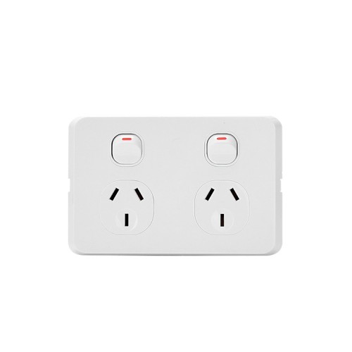 Bevelled Edge 15A Double GPO WHITE Bevelled Edge 15A Double GPO WHITE