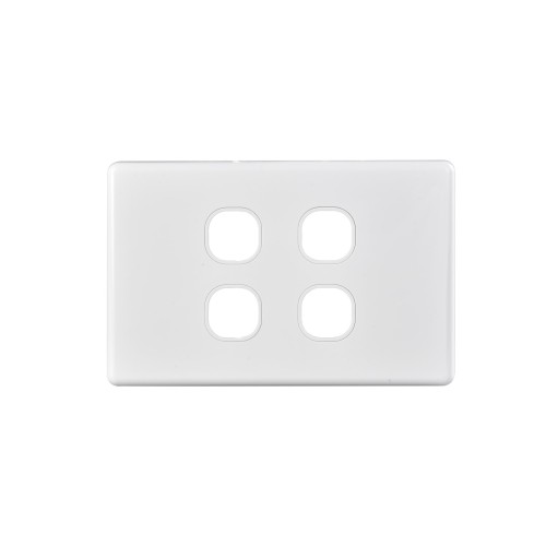Bevelled Edge 4-Gang Cover Plate WHITE Bevelled Edge 4-Gang Cover Plate WHITE