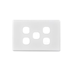 Bevelled Edge 5-Gang Cover Plate WHITE Bevelled Edge 5-Gang Cover Plate WHITE