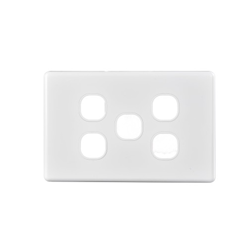 Bevelled Edge 5-Gang Cover Plate WHITE Bevelled Edge 5-Gang Cover Plate WHITE