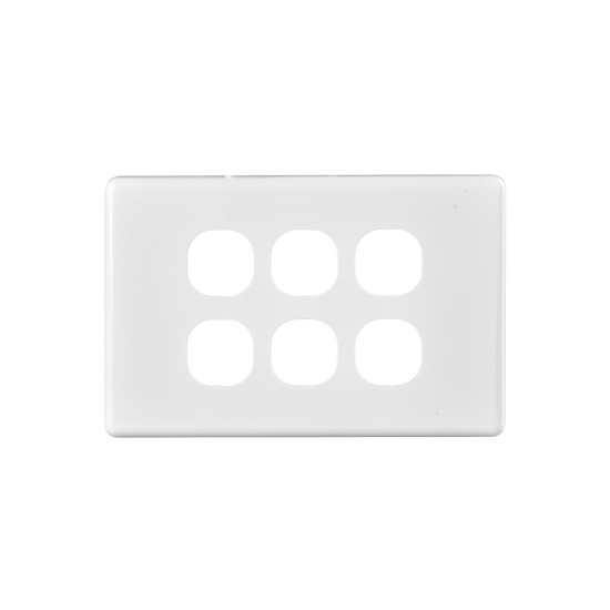 Bevelled Edge 6-Gang Cover Plate WHITE