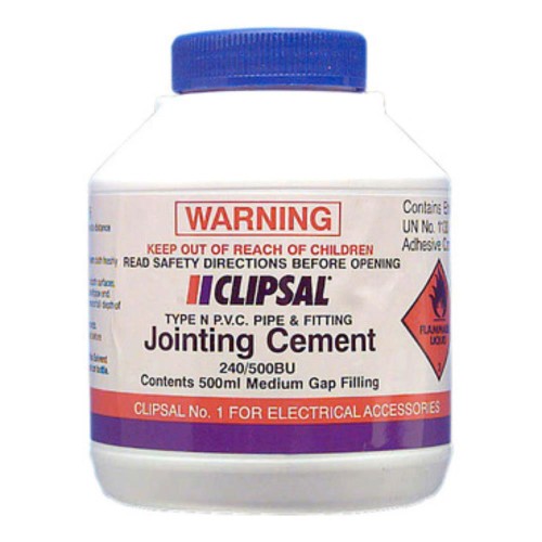 Clipsal PVC Medium Gap Filling Blue Cement 500ml Bottle with Brush