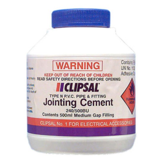 Clipsal PVC Medium Gap Filling Blue Cement 500ml Bottle with Brush