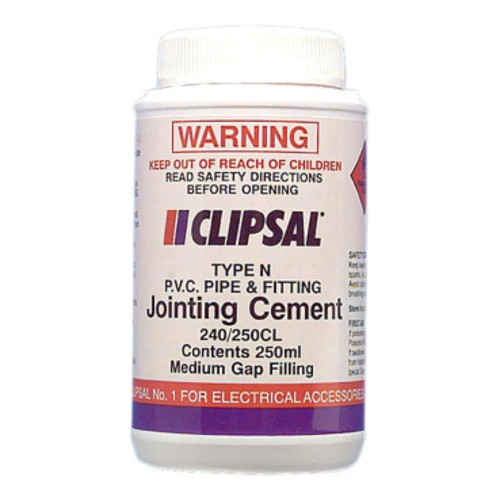 Clipsal PVC Medium Gap Filling Clear Cement 250ml Bottle with Brush Clipsal PVC Medium Gap Filling Clear Cement 250ml Bottle with Brush