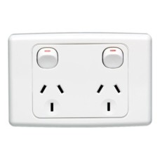 Clipsal 2000 Series Twin Switch Socket Outlet, 250V, 10A, White Electric Clipsal 2000 Series Twin Switch Socket Outlet, 250V, 10A, White Electric