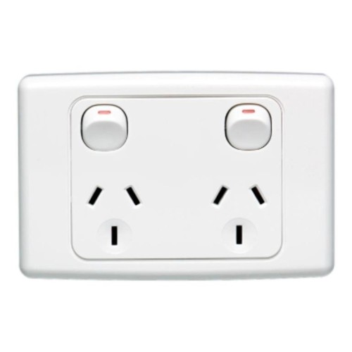 Clipsal 2000 Series Twin Switch Socket Outlet, 250V, 10A, White Electric Clipsal 2000 Series Twin Switch Socket Outlet, 250V, 10A, White Electric