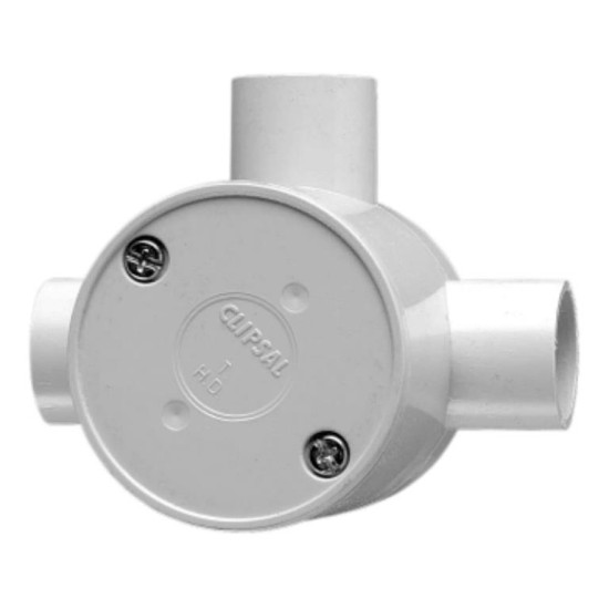 Clipsal Junction Box, Standard Deep, 20mm I.D, 3 Way Entry, Grey