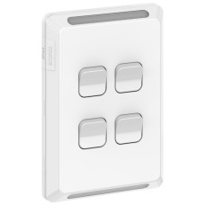 Clipsal - Switch, Pro Series, Vertical 4 Gang, 1/2 Way 20A, /16AX 230/240V, IP44 Clipsal - Switch, Pro Series, Vertical 4 Gang, 1/2 Way 20A, /16AX 230/240V, IP44