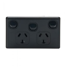 TESLA Double GPO x Switch Black TESLA Double GPO x Switch Black