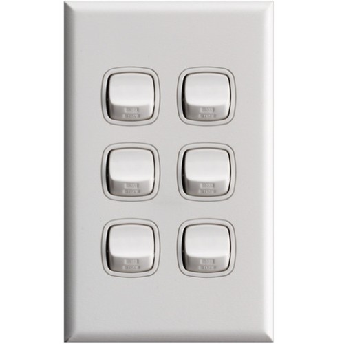 HPM XL 6-Gang Switch WHT