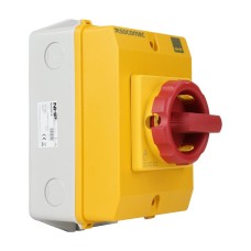 Socomec ISO Enclosed Isolator, IP 65 Plastic Yellow, Handle - Red, 3P 63A Socomec ISO Enclosed Isolator, IP 65 Plastic Yellow, Handle - Red, 3P 63A