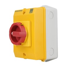 Socomec ISO Enclosed Isolator, IP 65 Plastic Yellow, Handle - Red, 3P 25A Socomec ISO Enclosed Isolator, IP 65 Plastic Yellow, Handle - Red, 3P 25A