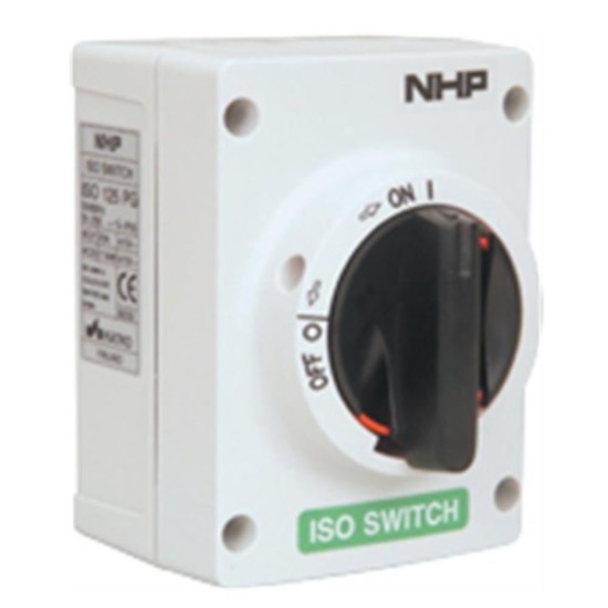 ISO Switch 40A, 3P Grey color Polycarbonate enclosure with Black handle ISO Switch 40A, 3P Grey color Polycarbonate enclosure with Black handle