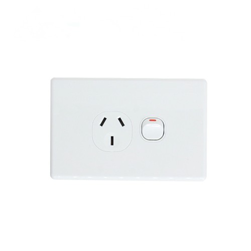 OHM Single GPO 10A Bevelled Edge - White OHM Single GPO 10A Bevelled Edge - White