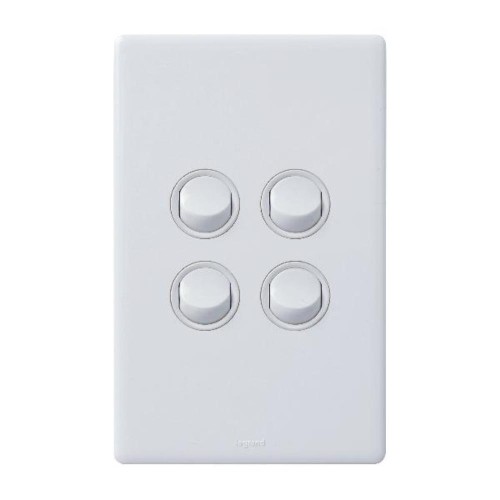 Excel Life 16A 2 Way Single Pole Double Throw Vertical Rocker Switch 4 Gang Gloss White