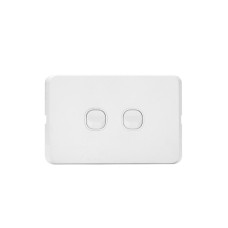 OHM 2-Gang 10A Switch Bevelled Edge - White