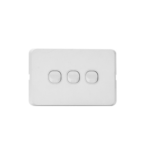 OHM 3-Gang 10A Switch Bevelled Edge - White OHM 3-Gang 10A Switch Bevelled Edge - White