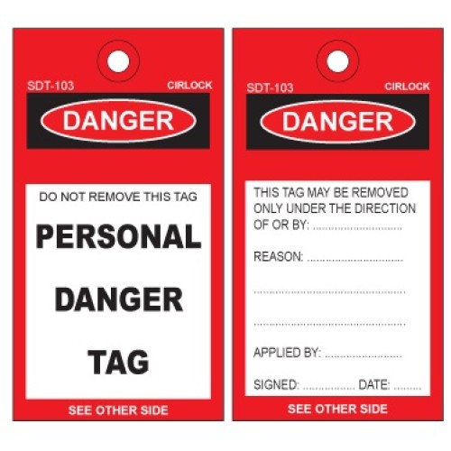 PERSONAL DANGER TAG POLY 140mm x 75mm PK5 PERSONAL DANGER TAG POLY 140mm x 75mm PK5