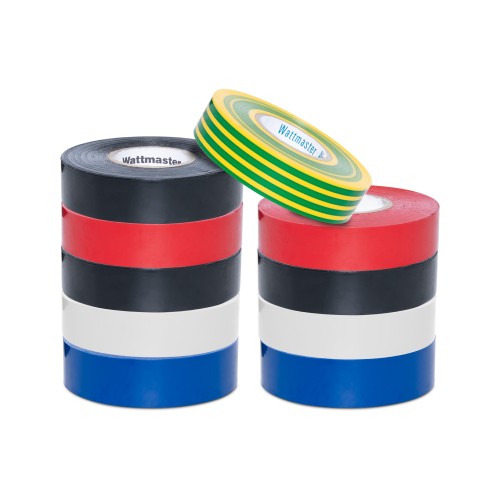 Tape Electrical PVC Width 18mm x Length 20m 0.18mm-Thick Rainbow 10-Pack Tape Electrical PVC Width 18mm x Length 20m 0.18mm-Thick Rainbow 10-Pack