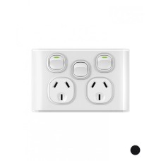 Snow Leopard - Power Point Switched 2 Gang 10A 250V~, With Removable Extra Swtich 16AX/20A, White Cover, White Grid Snow Leopard - Power Point Switched 2 Gang 10A 250V~, With Removable Extra Swtich 16AX/20A, White Cover, White Grid