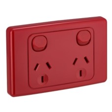 Clipsal 2000 Series Twin Switch Socket Outlet, 250V, 10A, Red Clipsal 2000 Series Twin Switch Socket Outlet, 250V, 10A, Red